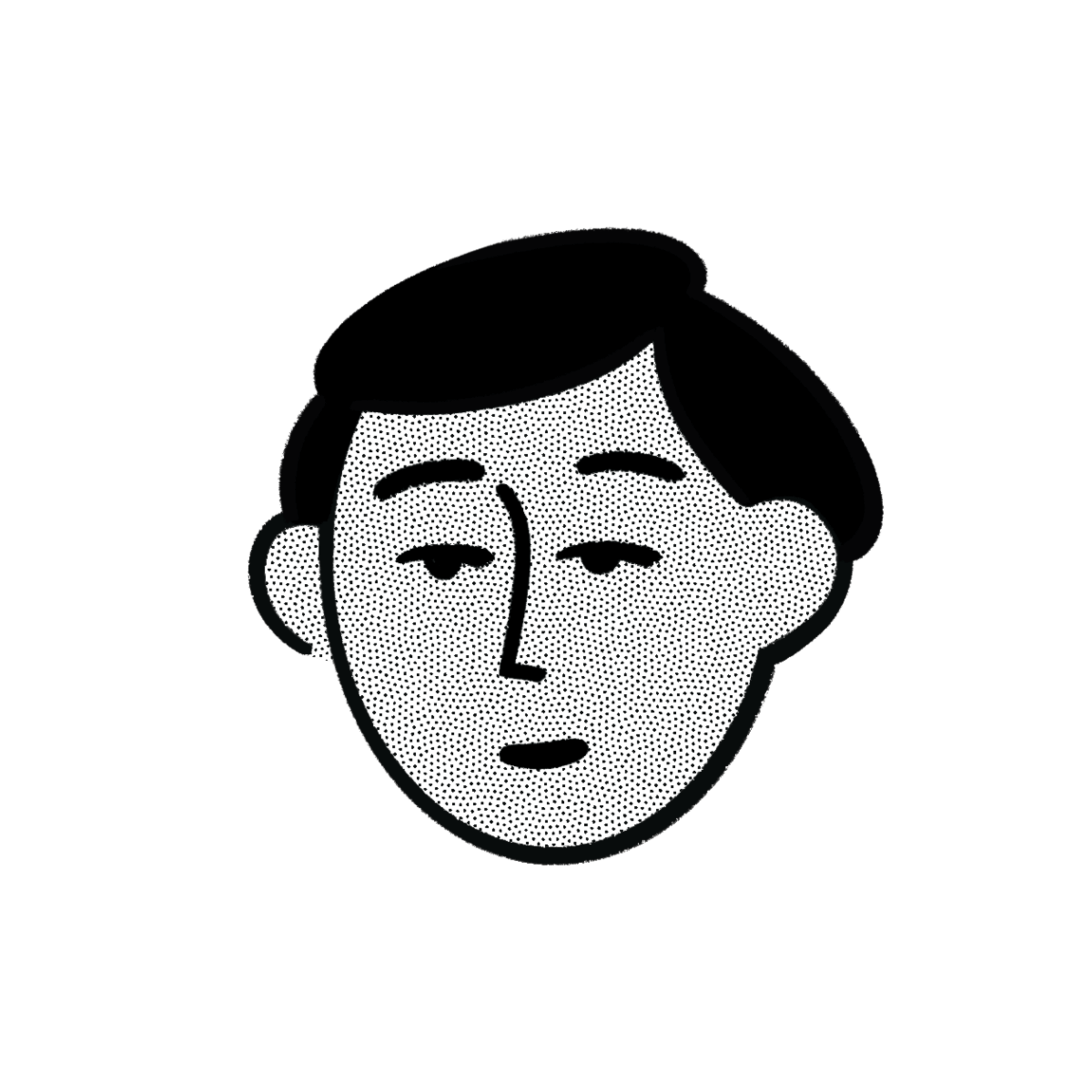 Black and white illustration of a persons face with short hair, straight eyebrows, and a neutral expression, drawn in a simple, stylized manner—like the calm docks before they fill marina slips. Fill your empty slips fast with Marina Moorage